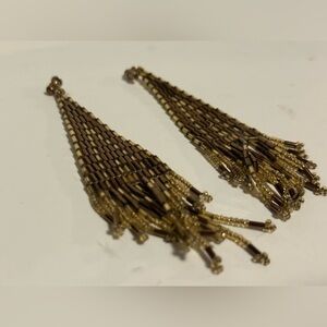 Super cute, brown and gold beaded earrings